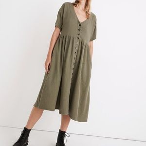 Madewell Lightspun Button Front Midi Dress
